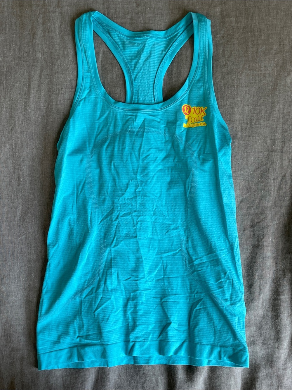 lululemon athletica Turquoise Racerback Tank with Yellow Logo
